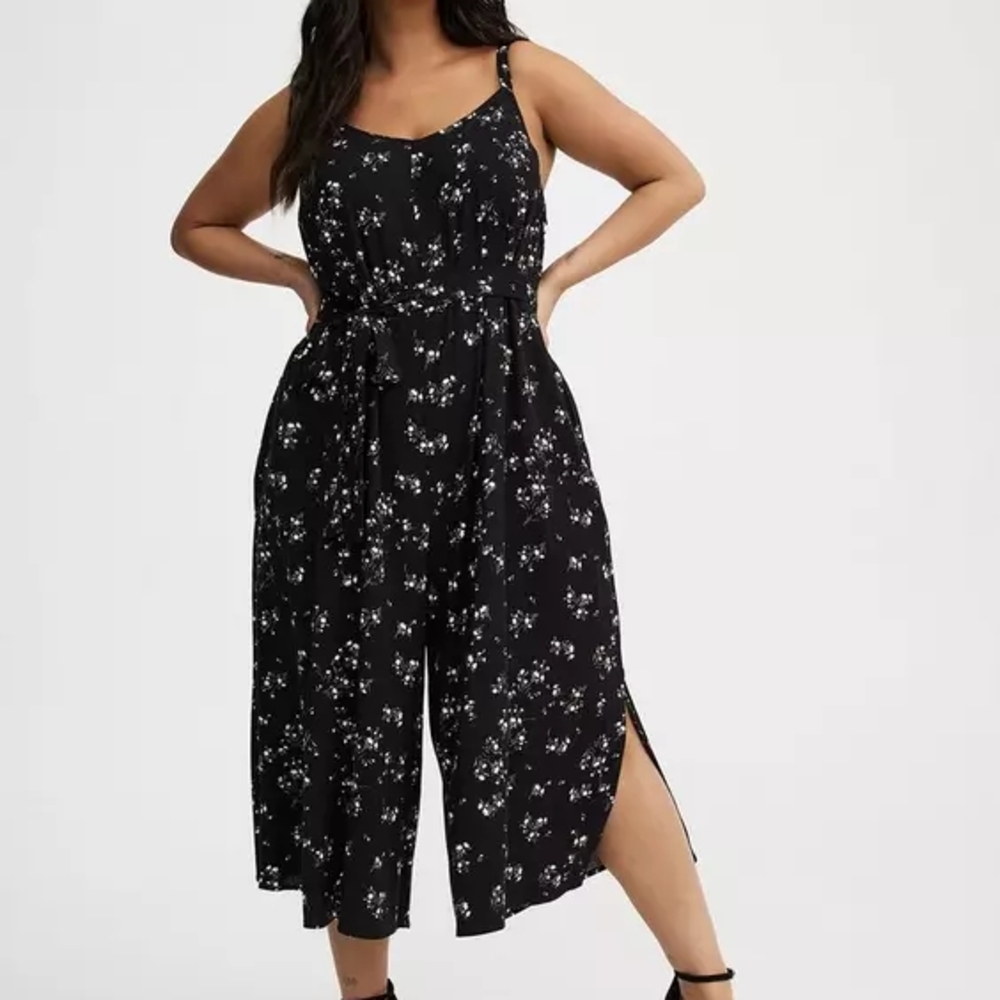 Torrid Black Floral Jumpsuit